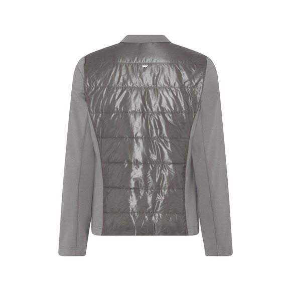 Women's Metallic Gray Zip-Up Quilted Jacket Size 8 I'CONA Lightweight NWT - Picture 3 of 4